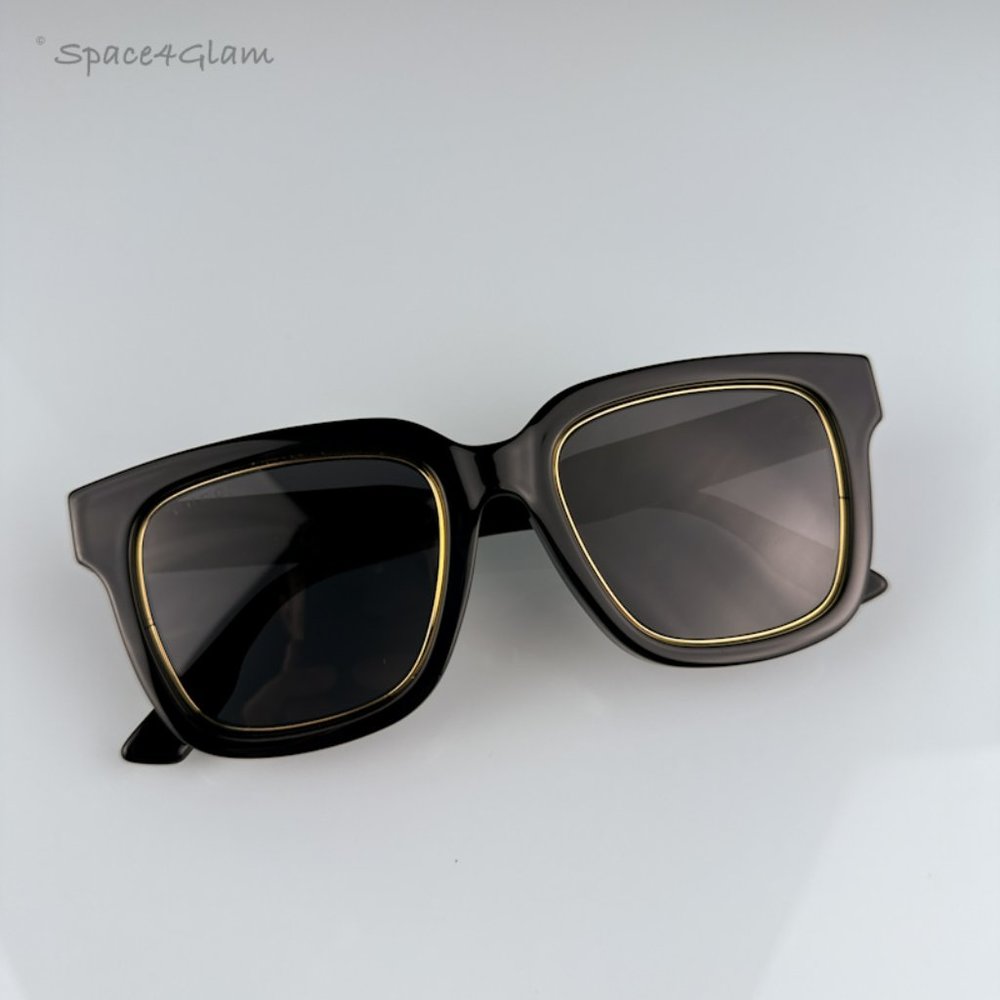 Gucci GG1136SA 001 Sunglasses Black/Gold Grey Square Women GG 1136SA
